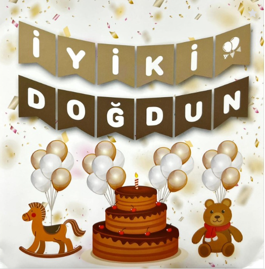 İyi Ki Doğdun Kahverengi Beyaz Banner